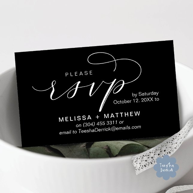 Wedding Invites RSVP Reminder Modern Minimalist (Modern Wedding Celebration Invites RSVP Reminder Enclosed Card in Classy Black White)