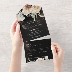 Wedding Invites with RSVP BOHO Pampas Grass