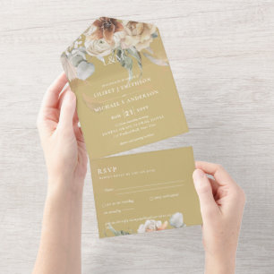 Wedding Invites with RSVP BOHO Pampas Grass