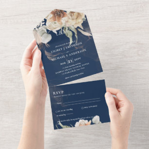 Wedding Invites with RSVP BOHO Pampas Grass