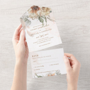 Wedding Invites with RSVP BOHO Pampas Grass