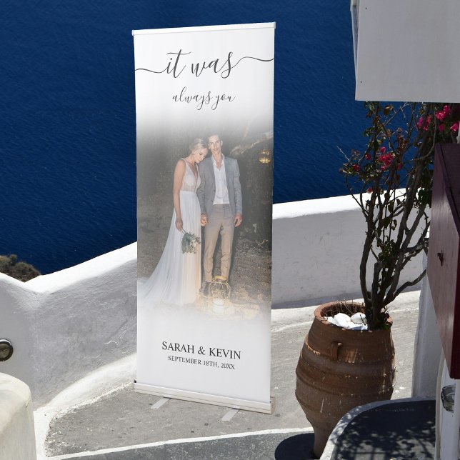 Wedding It Was Always You Script Calligraphy Photo Retractable Banner (Wedding It Was Always You Script Calligraphy Photo Retractable Banner)