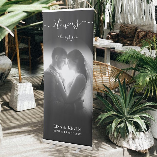 Wedding It Was Always You Script Elegant Photo Retractable Banner (Wedding It Was Always You Script Elegant Photo Retractable Banner)