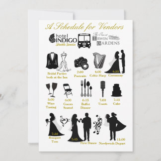 Wedding Itenerary Schedule for Vendors Invitation