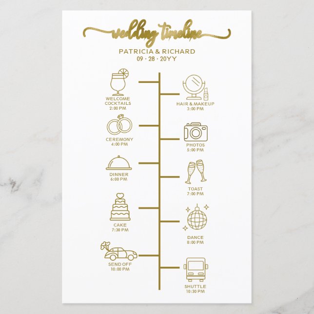 Wedding Itinerary Cocktail - Icon Wedding Welcome  (Front)