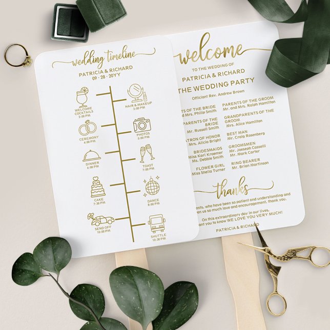 Wedding Itinerary Cocktail - Icon Wedding Welcome  Hand Fan (Creator Uploaded)