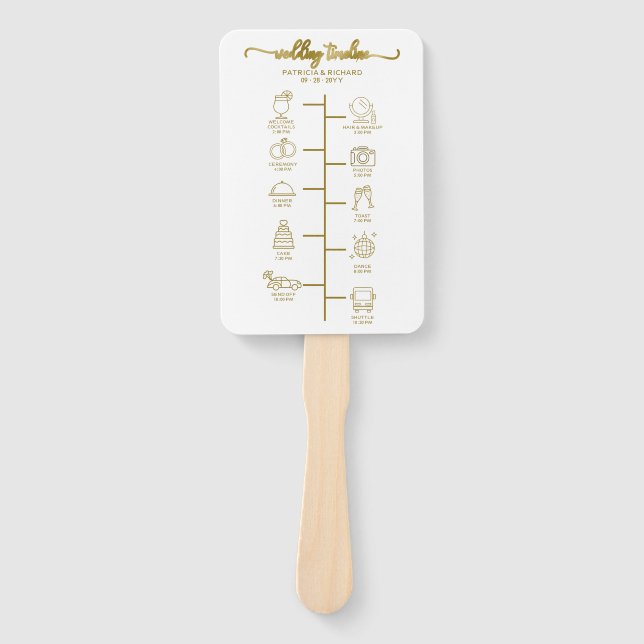 Wedding Itinerary Cocktail - Icon Wedding Welcome  Hand Fan (Front)
