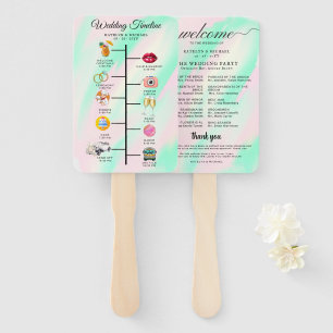 Wedding Itinerary Cocktail - Icon Wedding Welcome  Hand Fan