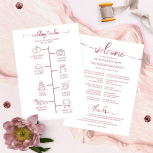 Wedding Itinerary Icon Chic Script Wedding Program Thank You Card