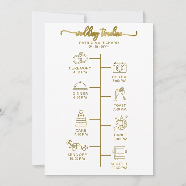 Wedding Itinerary Icon Chic Script Wedding Welcome Invitation (Front)