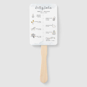 Wedding Itinerary Modern Icons Program Hand Fan