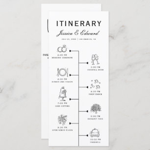 Wedding Itinerary Party Program Black White Chic