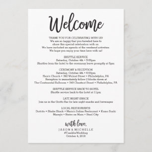Wedding Itinerary - Wedding Welcome Letter Programme