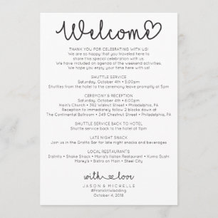 Wedding Itinerary - Wedding Welcome - Love Script Programme