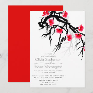 Wedding   Japanese Blossom Branch Floral Invitation
