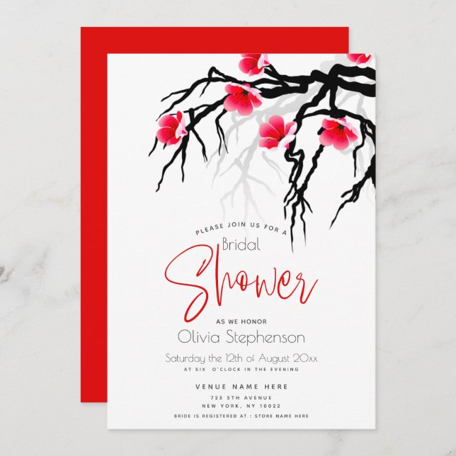 Wedding | Japanese Blossom Branch Floral Invitation (Front/Back)