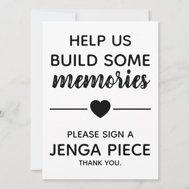 Wedding Jenga Guest Book Sign Invitation (Front)