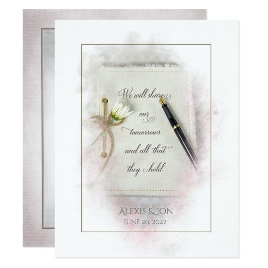 wedding journal with fountain pen and daisy card