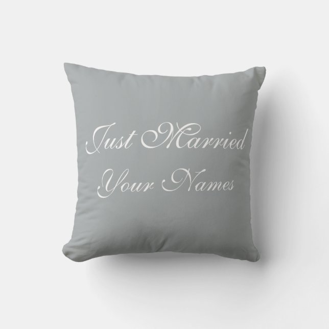 Wedding Just Married Cotton Throw Pillow Customise (Front)