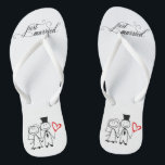 Wedding Just Married Couple Flip Flops<br><div class="desc">This design was created through digital art. It may be personalised by clicking the customise button and changing the colour, adding a name, initials or your favourite words. Contact me at colorflowcreations@gmail.com if you with to have this design on another product. Purchase my original abstract acrylic painting for sale at...</div>