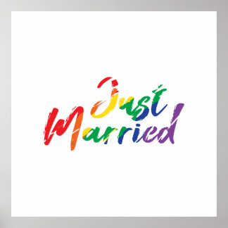 Wedding Just Married Rainbow Colourful Gift Idea Poster