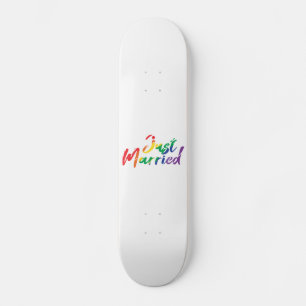 Wedding Just Married Rainbow Colourful Gift Idea Skateboard