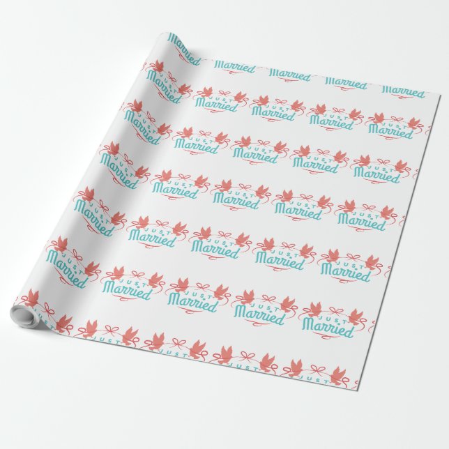Wedding Just Married Two Birds Colorful Gift Idea Wrapping Paper (Unrolled)