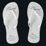 Wedding Just Married White Lace Personalised Bride Flip Flops<br><div class="desc">This design was created through digital art. It may be personalised by clicking the customise button and changing the colour, adding a name, initials or your favourite words. Contact me at colorflowcreations@gmail.com if you with to have this design on another product. Purchase my original abstract acrylic painting for sale at...</div>