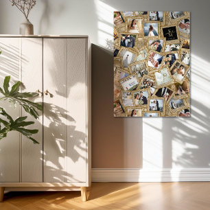 Wedding Keepsake 30 Photo Collage Gold ID1065 Print