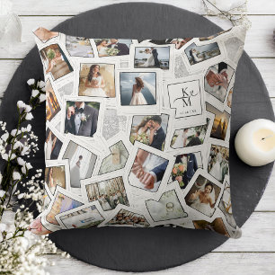 Wedding Keepsake 30 Photo Collage White ID1065 Cushion