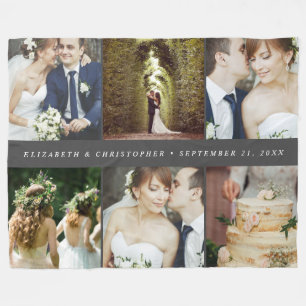 Wedding Keepsake 6 Square Photo Collage Fleece Blanket