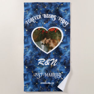 Wedding Keepsake Custom Photo Text Beach Towel