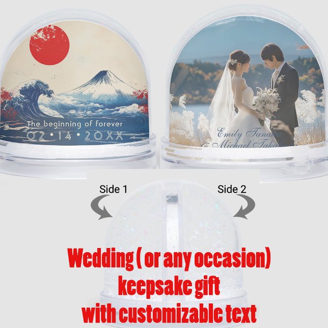 Wedding keepsake  Japonesque Harmony with Fuji Snowglobe (Wedding keepsake Japonesque Harmony with Fuji Snow Globe)