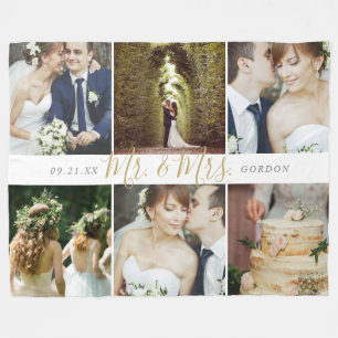 Wedding Keepsake Mr. and Mrs. 6 Photo Collage Fleece Blanket