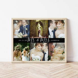 Wedding Keepsake Mr. and Mrs. 6 Photo Collage Poster