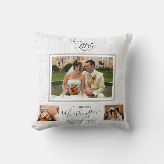 Wedding Keepsake Photo Collage Personalised Cushion (Front)