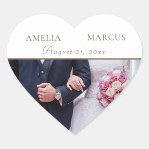 Wedding Keepsake Photo Elegant White Heart Sticker