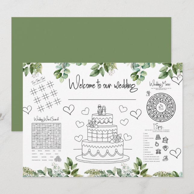 Wedding Kids Activities game Invitation (Front/Back)