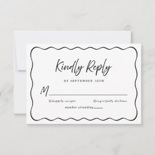 Wedding Kindly Respond Modern Handwritten Black RSVP Card