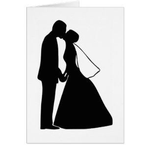 Wedding kiss bride and groom silhouette