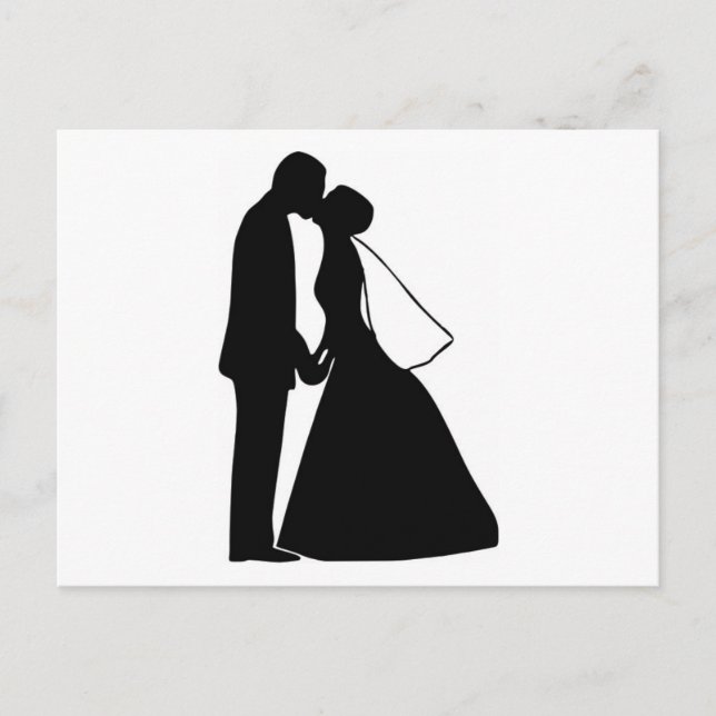 Wedding kiss bride and groom silhouette postcard (Front)