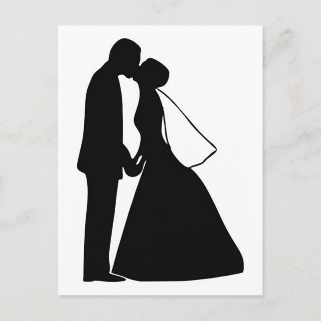 Wedding kiss bride and groom silhouette postcard (Front)