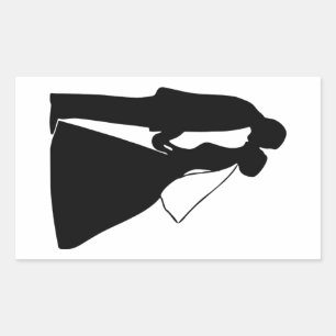 Wedding kiss bride and groom silhouette rectangular sticker