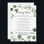 Wedding Kissing Menu Game Eucalyptus Card<br><div class="desc">This wedding kissing menu game eucalyptus card is perfect for a simple wedding reception. The design features watercolor hand-drawn elegant botanical eucalyptus branches and leaves.</div>