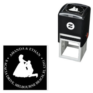Wedding kneeling man white theme self-inking stamp