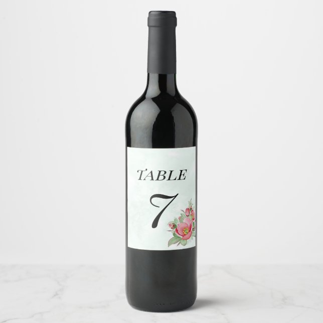 Wedding label for wine table number. (Front)