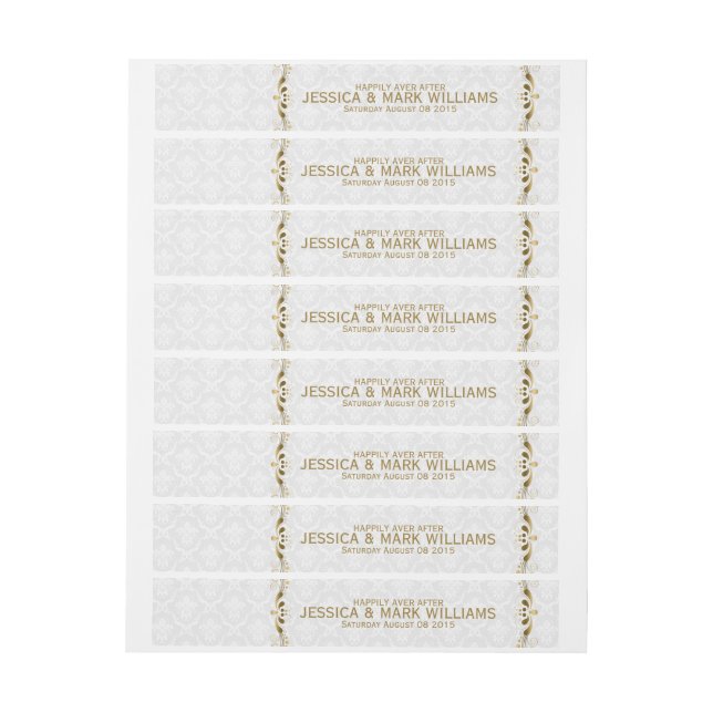 Wedding Label Gold Lace With White Damasks (Sheet)