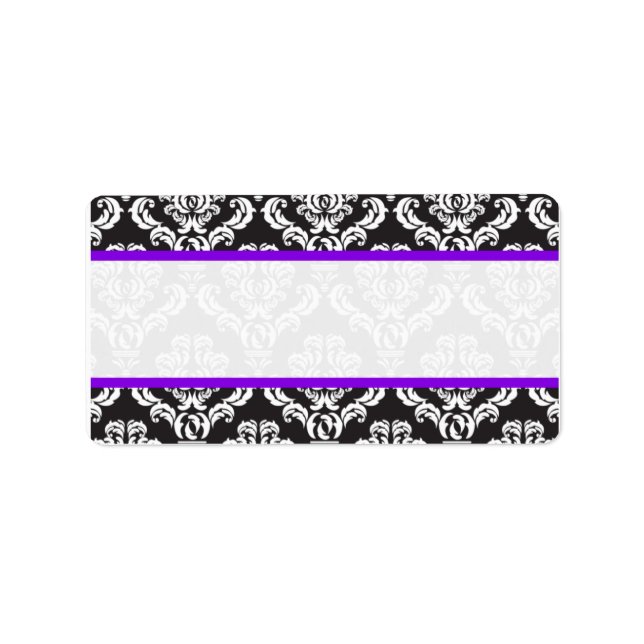 Wedding Labels Damask Purple (Front)