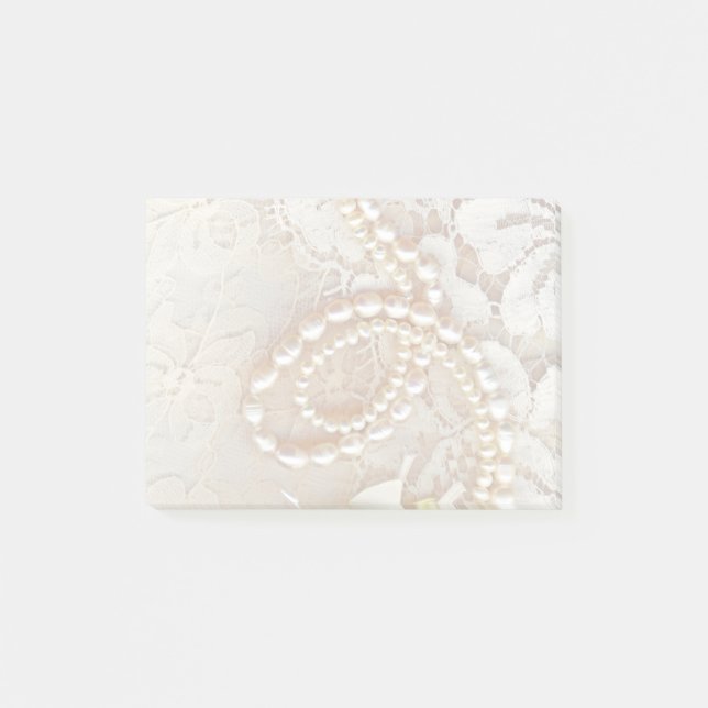Wedding Lace And Pearls Post-it Notes (Front)