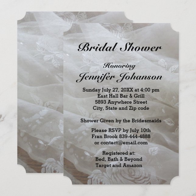 Wedding Lace Dress Image Bridal Shower Invite (Front/Back)